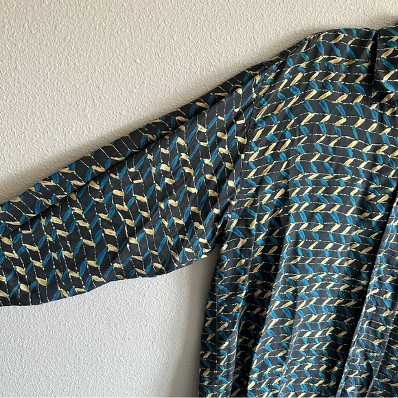 Men’s Vintage Silk Print Button Down Long Sleeve Shirt Large - Picture 5 of 12